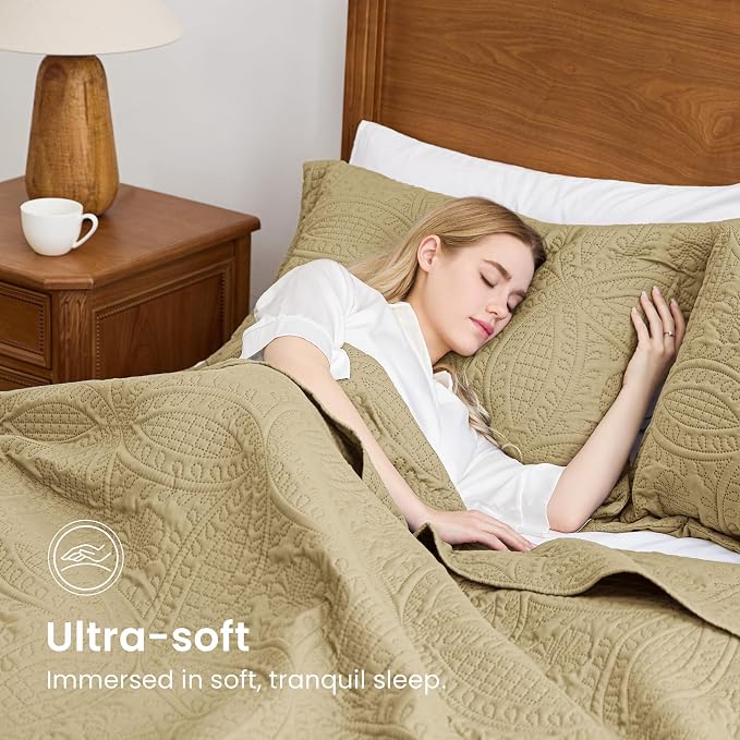 Love's cabin Quilts for Full Bed Camel Bedspreads Bedding Set - Image 6