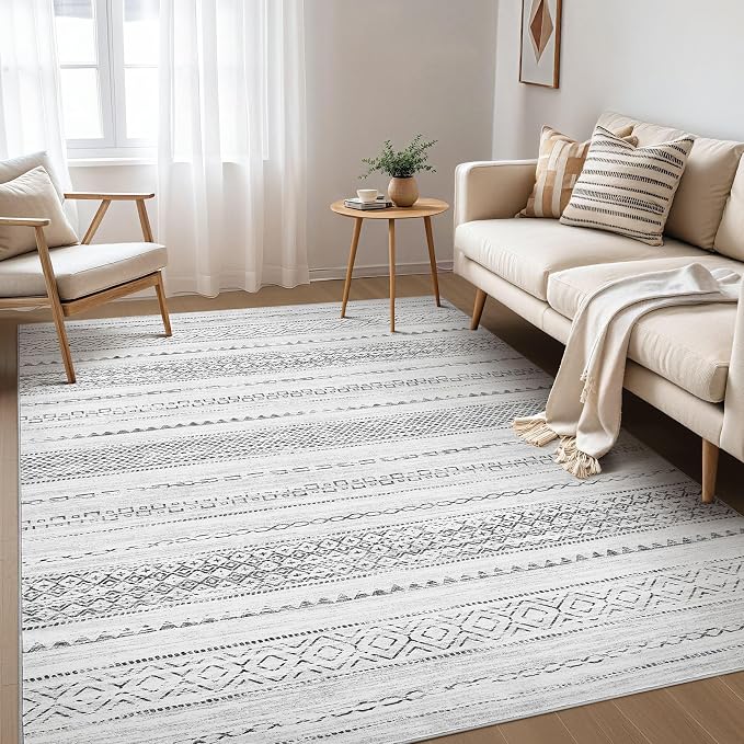 Nakagishi Boho 4x6 Area Rug Living Room Rugs Machine Washable Color Gray | Soft by NakagishiAreaRug