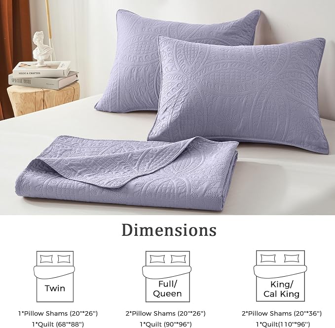 akkialla Lavender Twin Quilt Set, Ultrasonic Lightweight Bedspread Coverlet - Image 6
