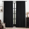 Black Out Curtains 60 Inches Extra Wide Luxury Linen Curtains 96 Inch Length by QJMYDECO