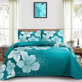 DJY Floral Queen Quilt Set Gradient Green Floral Quilt Coverlet Set 3 Pieces by HOME