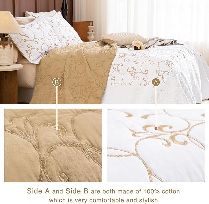 Lady Ann Oversized King 120x120 Quilt Bedspreads, 100% Cotton Embroidery - Image 5