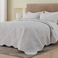 Kingnex Oversized King Bedspreads 128x120 Ultrasonic Quilted White | Extra Wide by Kingnex