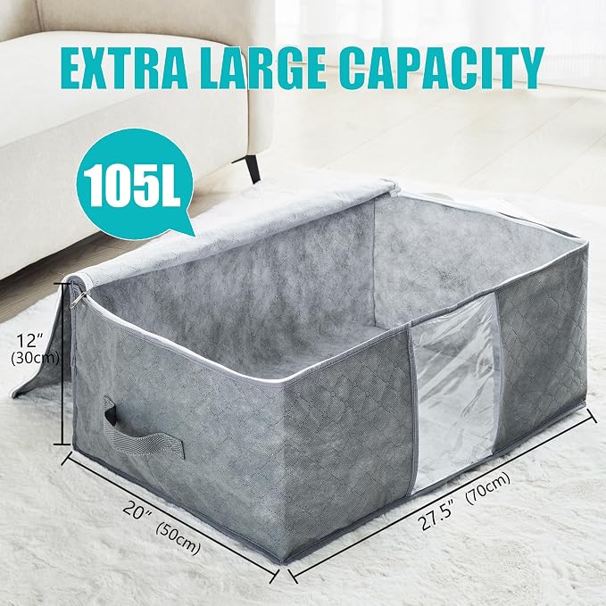 105L Extra Large Storage Bag for Blankets Comforters Bedding Clothes Pillow | - Image 2