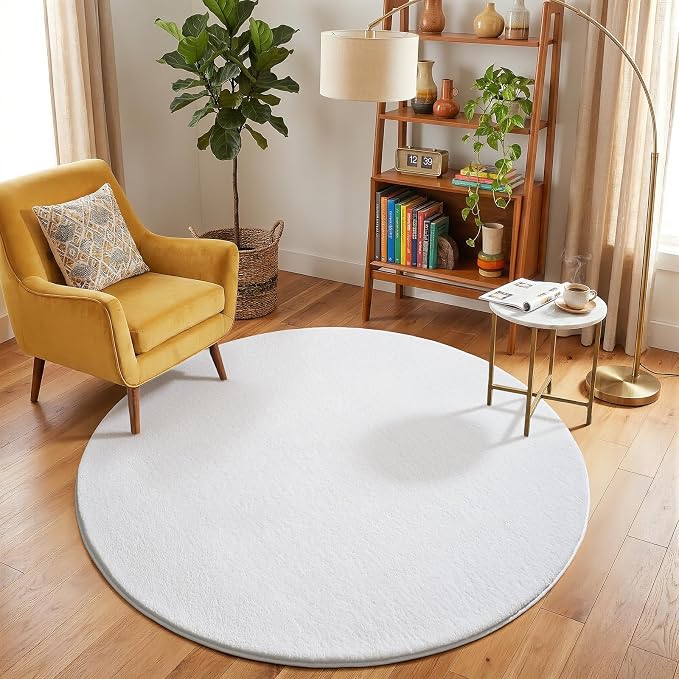 White Round Area Rugs 5ft Circle Rugs - Image 6