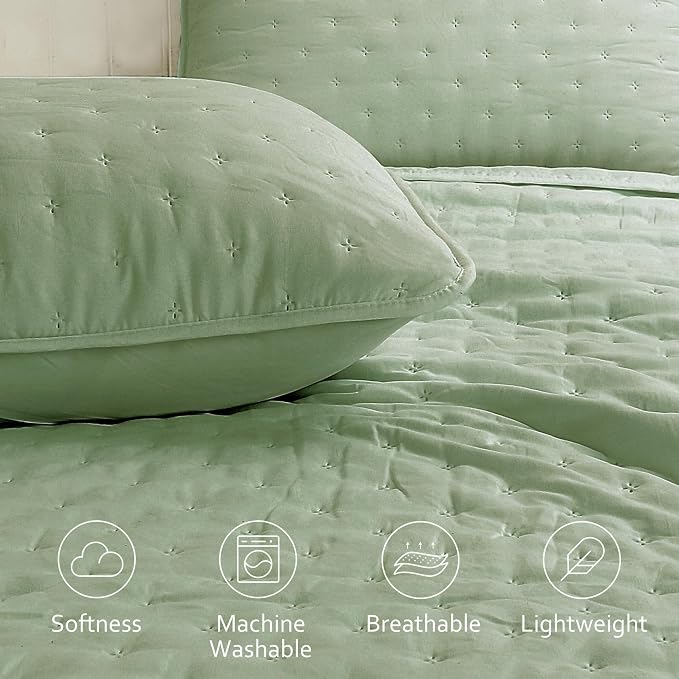 ROARINGWILD Sage Green Oversized King Size Quilt Bedding Set, California Cal - Image 3