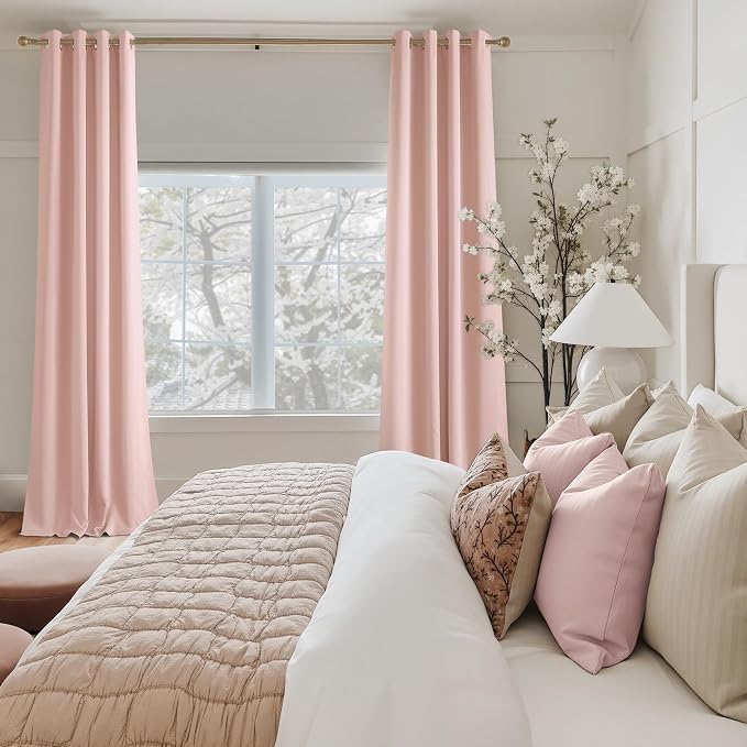 NICETOWN Blush Pink Room Darkening Curtains 84 Inches Long 2 Panels - Image 2