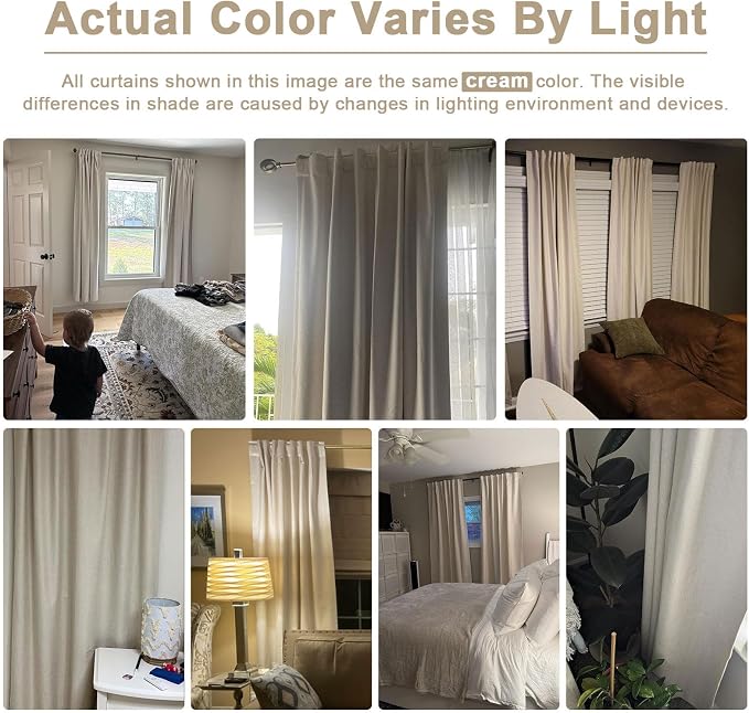 Linen Textured Blackout Sliding Door Curtains 108 Inches Long, Oatmeal | 100% - Image 9