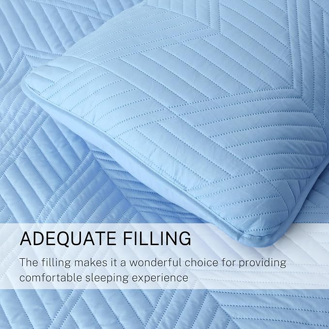 Exclusivo Mezcla Ultrasonic Twin Quilt Bedding Set, Light Blue | Lightweight - Image 6
