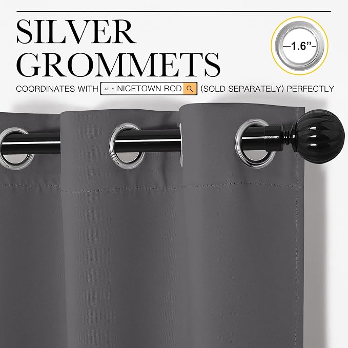NICETOWN Bedroom Curtains Blackout Drapery Panels, Three Pass Microfiber - Image 3