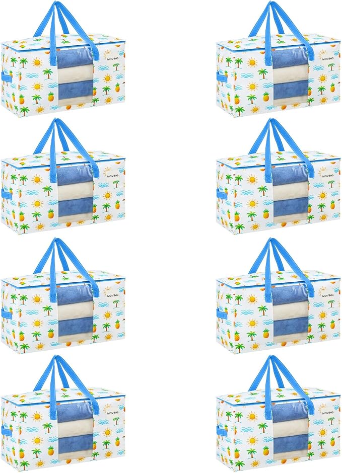 VENO Moving Bags, Wide Open Top, Tropical Island, 8 Pack | Moving boxes by Veno