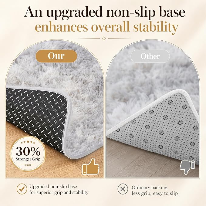 PLHXFR 4x6 Area Rugs Living Room: Fluffy Bedroom Shag Rug Light Grey | Upgrade - Image 6