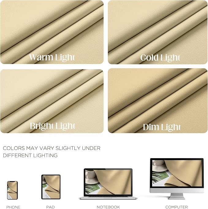 CUCRAF Beige Blackout Curtains 54 inch Length 2 Panels Set, Room Darkening - Image 4
