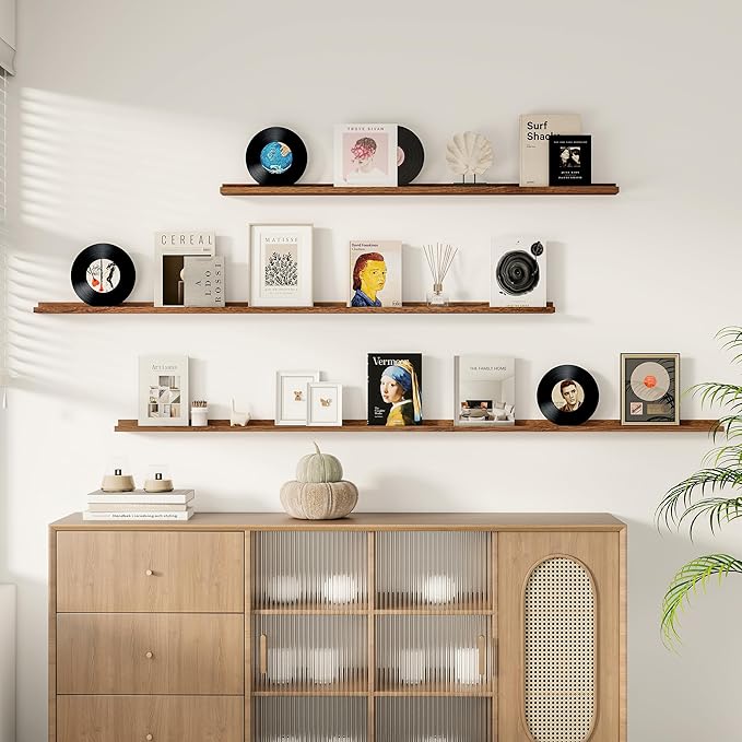 Floating Picture Ledge Shelves for Wall Set of 2, 95 Inches Picture Ledge Shelf - Image 2