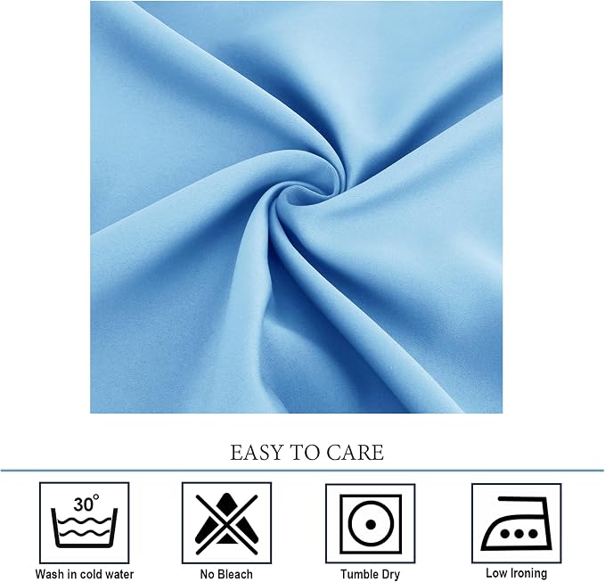 Diraysid Sky Blue Grommet Blackout Curtains - Image 4