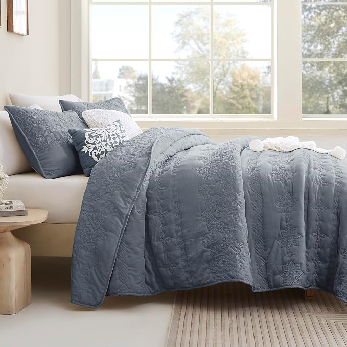 B2EVER Boho Blue Quilt Twin Size Bedding Sets - Image 2