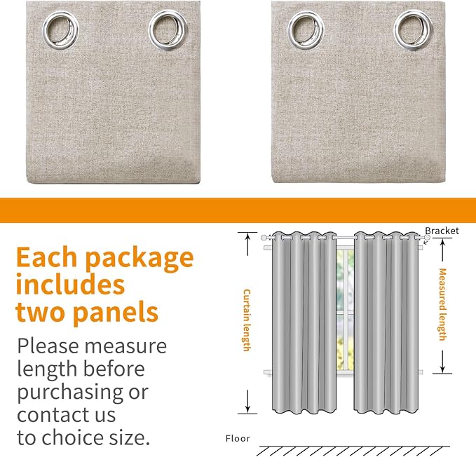 YoungsTex Extra Long Linen Blackout Curtains 102 Inch Length, Thermal Insulated - Image 8
