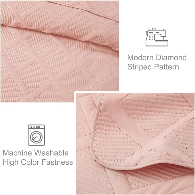 Exclusivo Mezcla Quilt King Size, Blush Pink | Soft Bedspreads - Image 4