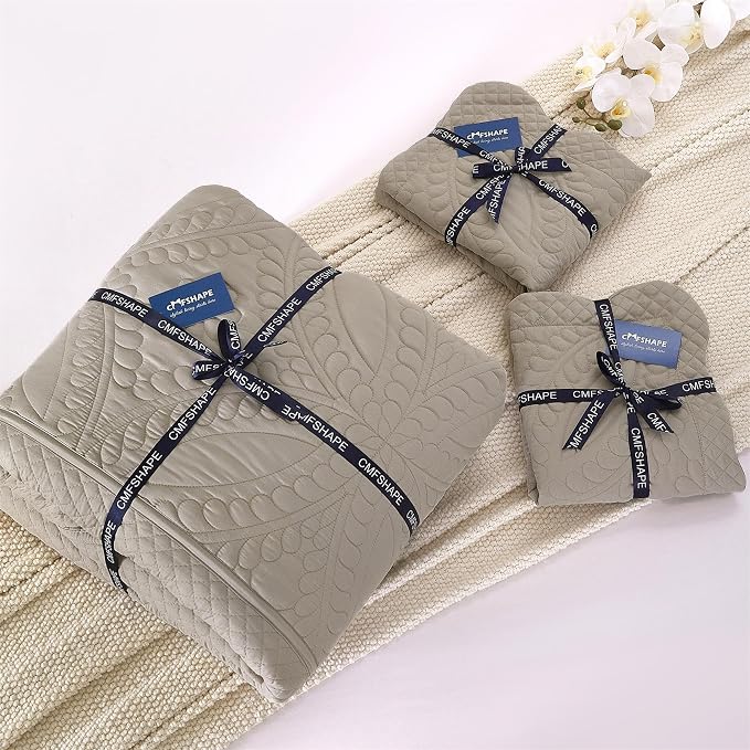 Cmfshape Oversize King Bedspread 120"x120", 3 Piece California King Quilt Set - Image 9