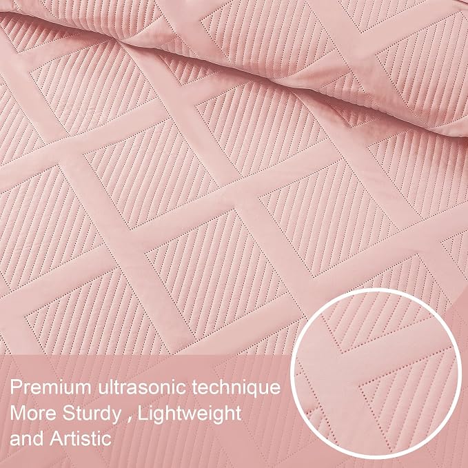 Exclusivo Mezcla Quilts Queen Size, Blush Pink | Soft Bedspreads - Image 5