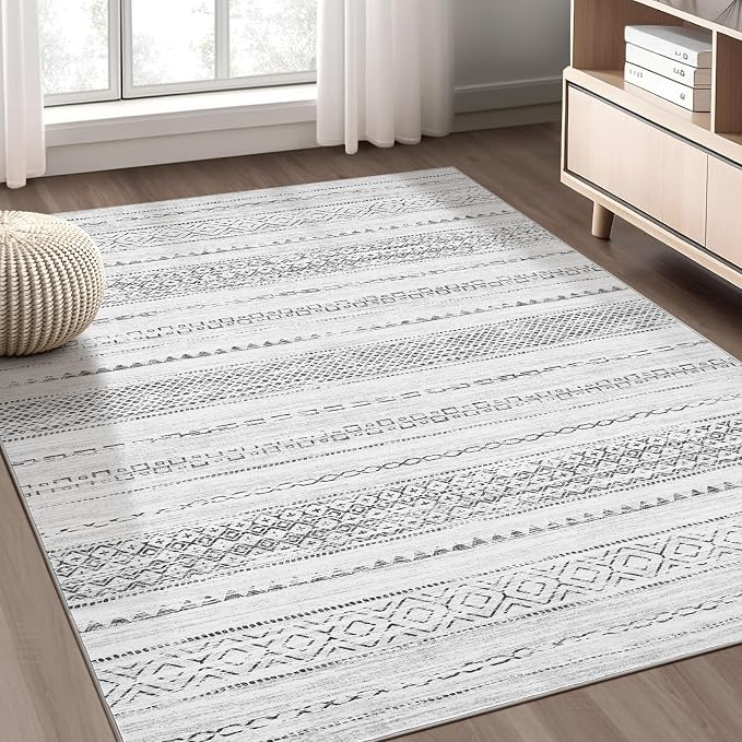 Nakagishi Boho 3x5 Area Rug Living Room Rugs Machine Washable Gray | Soft by NakagishiAreaRug