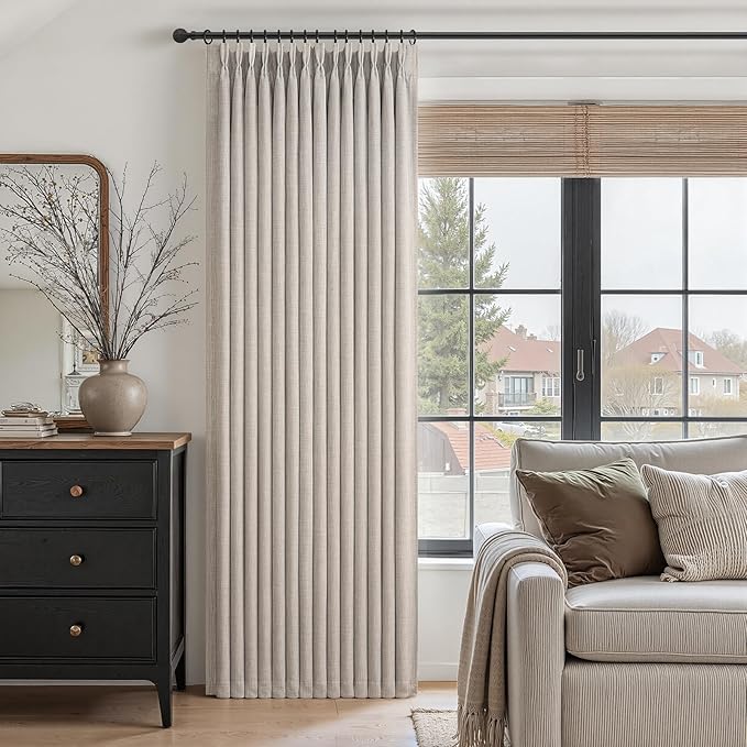 Pinch Pleated Blackout Greyish Beige Curtains 90 Inches Long 2 Panels Set - Image 7