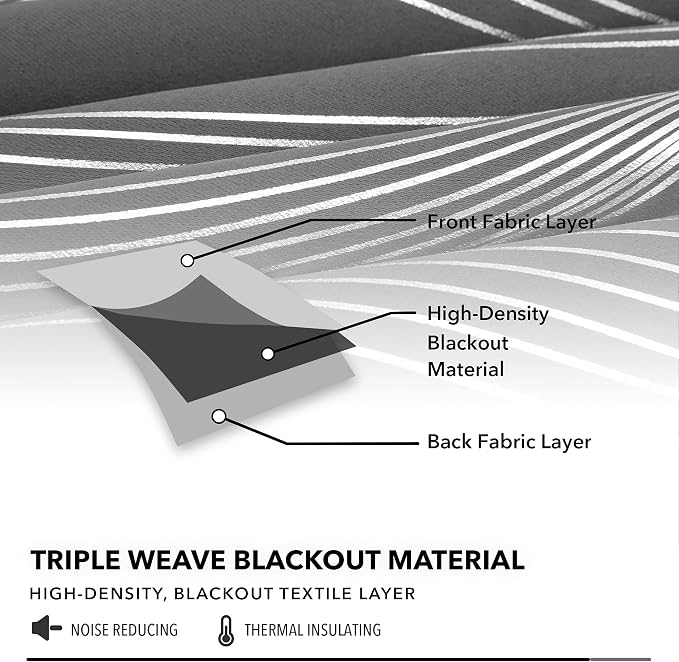 Deconovo Curtains for Living Room, Pattern Blackout Curtains 63 Inches Long | - Image 3