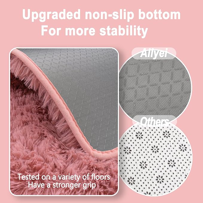Soft Runner Rugs for Bedroom Hallway 2x5 Blush Pink | Fluffy Shag Throw Area - Image 6