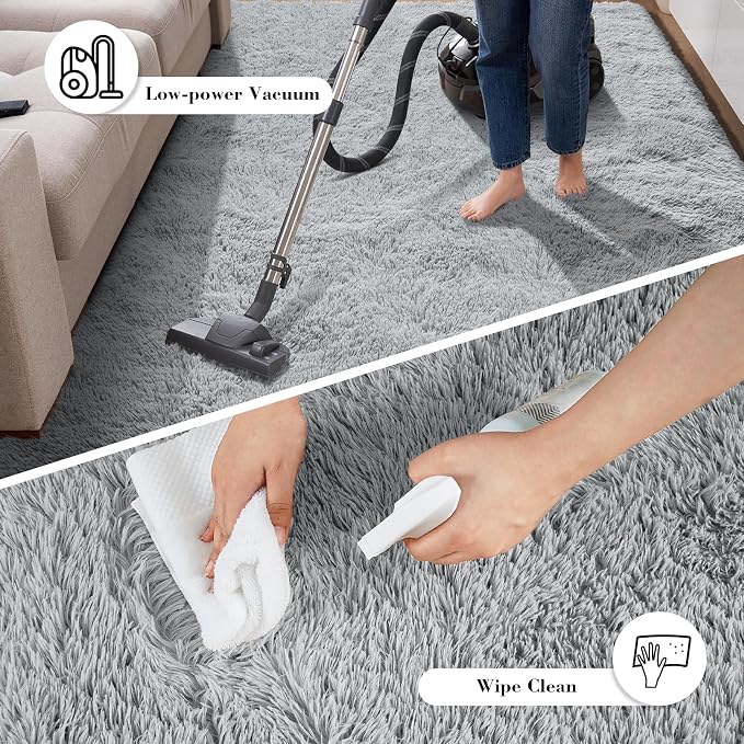 Light Grey 2x4 Area Rugs for Bedroom, Fluffy Rug Small Rug Bedside Carpet | - Image 6