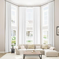 White 100% Blackout Linen Curtains 52 Inch Wide by 140 Inch by Guken