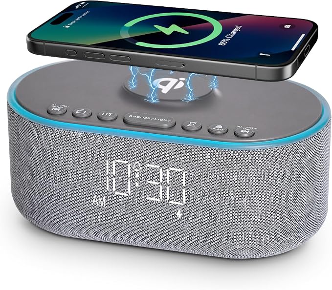 Odokee Qi Certified Wireless Charging Alarm Clock Radio by Odokee