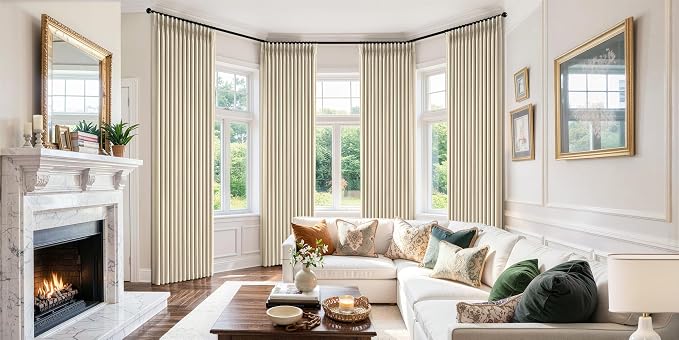 MIULEE Pinch Pleated 100% Blackout Curtains 40"x96" Long Cream 4 Panels Set | - Image 2