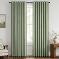 MIULEE 100% Blackout Linen Curtains 42 x 90 Inch Sage Green 2 Panels | Thermal by MIULEE
