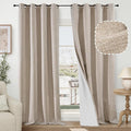 Beige Linen Blackout Curtains 84 Inch Long Each 60 Wide 2 Panels | Thermal by Lajode
