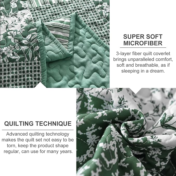 Mybedsoul Boho Quilts Queen Size, Patchwork Reversible Bedding Set, 3 Pieces - Image 5