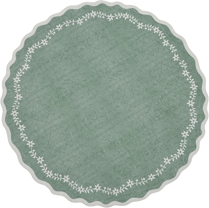 GarveeHome Round Area Rug 5ft Scalloped Washable Circle Rug - Image 7