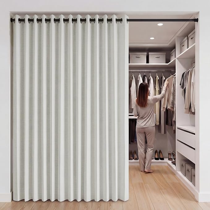 RYB HOME Accordion Style Closet Curtains 100% Blackout | Curtain by RYBHOME
