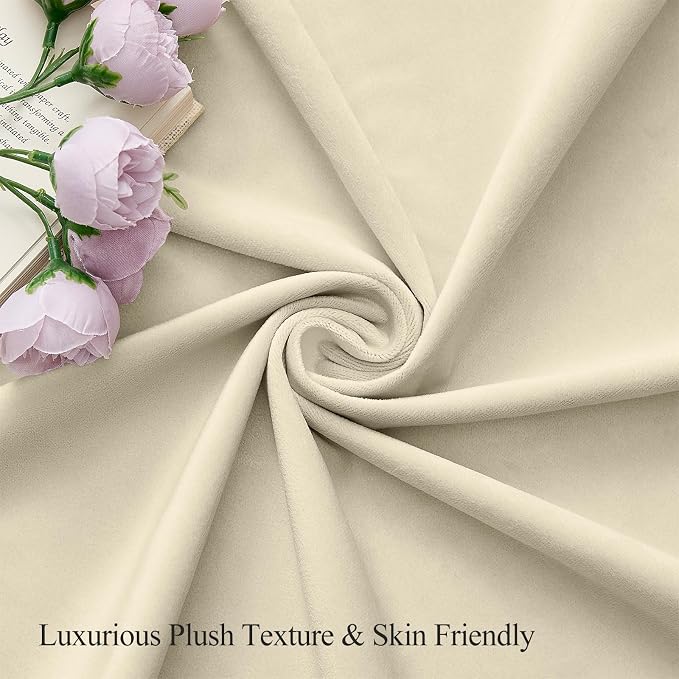Extra Long Ivory Velvet Curtains Light Filtering Drapes Room Darkening | 50% - Image 6