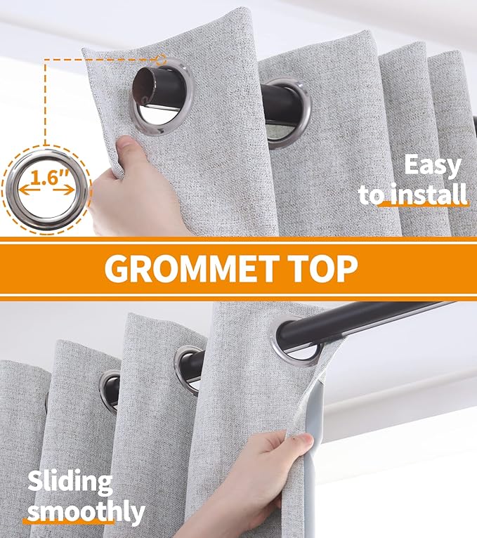 YoungsTex Linen Blackout Curtains 72 Inches Length 2 Panels, Grommet Full Room - Image 6