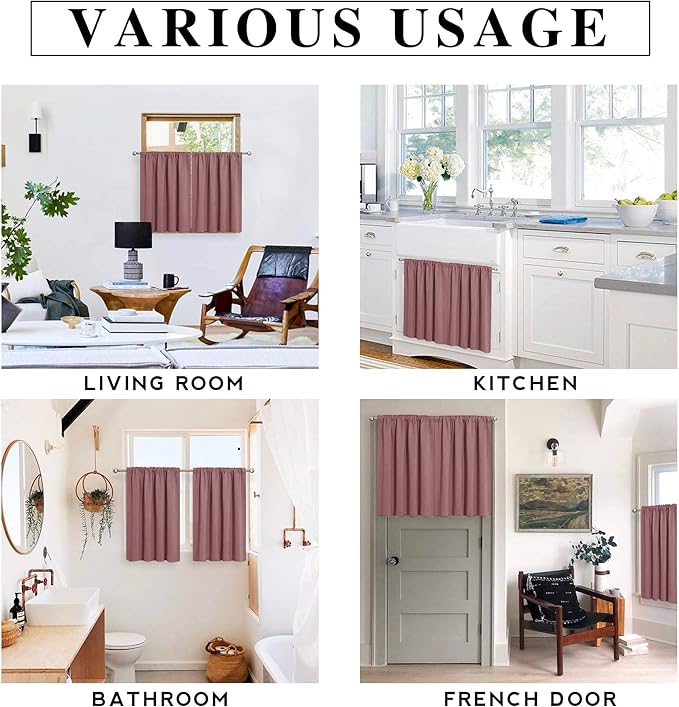 RYB HOME Kitchen Blackout Curtains Over Sink 36 inch Length, Rod Pocket | - Image 7