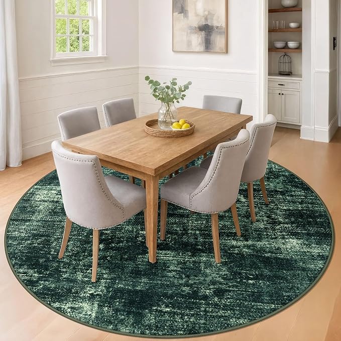 Abstract Round Area Rug 8 Ft Washable Circle Rugs Large Round Rug Non Slip Thin - Image 3