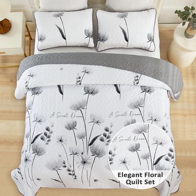 Dinjoy Full Quilt Set, Microfiber, Autumn Farmhouse Bed Cover - Image 2