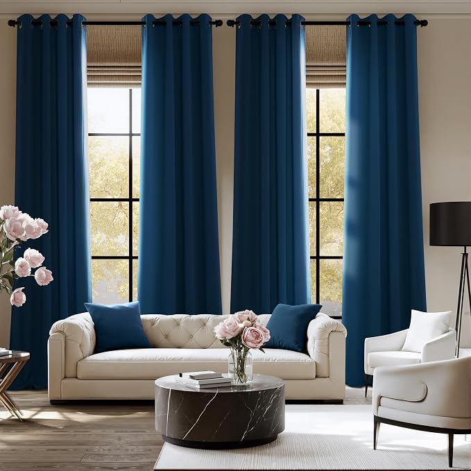 NICETOWN Morrocan Blue Room Darkening Curtains 54 Inches Long 2 Panels - Image 2