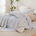Lady Ann Oversized King Quilt Bedspreads 128x120, Cotton Blue and White Floral by LadyAnn