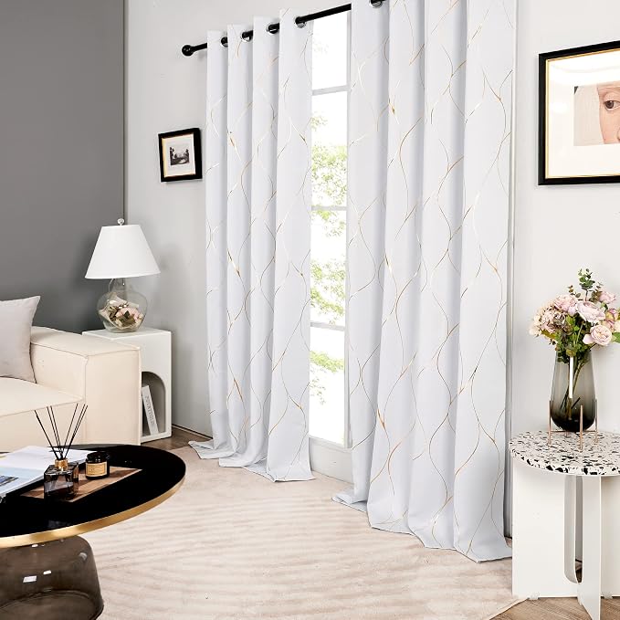 Deconovo Curtains for Living Room, Pattern Blackout Curtains 54 Inches Long | - Image 3
