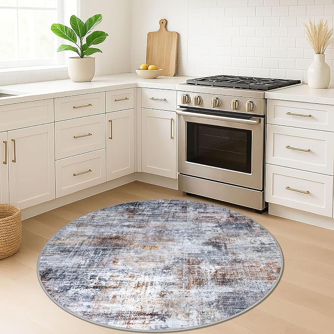 Round Area Rug 5 Ft Circle Entryway Rugs Round Washable Door Mat Indoor Entrance - Image 2