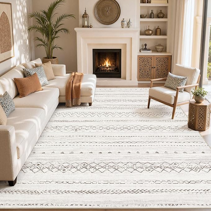cotiled Boho 5x8 Area Rugs for Living Room: Soft Moroccan Washable Rug | Solve - Image 8