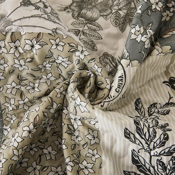 Cmfshape Floral Quilt King, 3 Piece Bird Pattern Bedspread Set, Country Quilted - Image 6