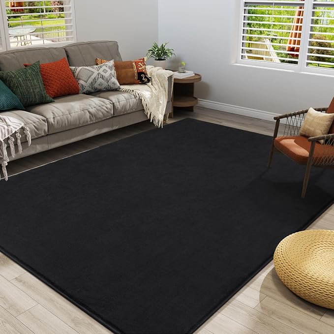 Large Area Rugs for Bedroom Living Room, 6x9 Black Memory Foam Rug | Thickened - Image 4