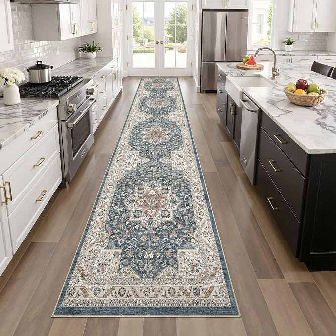 cotiled 2x8 Hallway Runner Rug for Entryway, Non-Slip Vintage, Vintage Blue | - Image 6